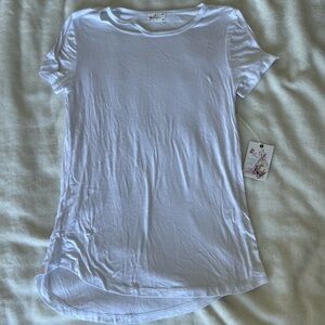 Glitz White Cold Shoulder Sheer Short Sleeve Tee